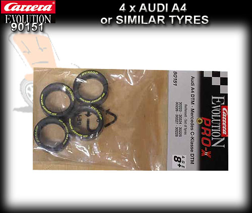 CARRERA TYRES 90151 - 4 x tyres to suit DTM Audi A4 & Mercedes