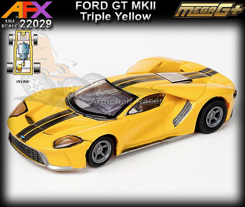 AFX HO 22029 - Ford GT (yellow with silver stripes)