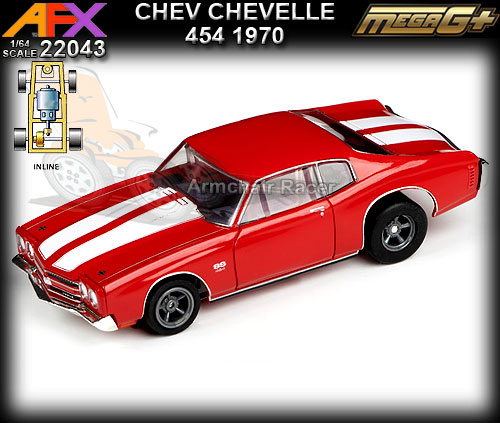 AFX HO 22043 - Chevrolet Chevelle 454 1970 (red with white)