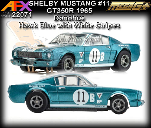 AFX HO 22071 - 1965 Shelby Mustang GT350R #11 - Blue with white