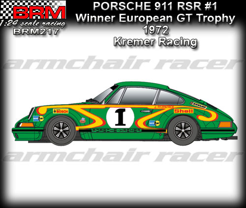 BRM 1:24 BRM217 - Porsche 911 RSR - winner Europe GT Trophy 1972