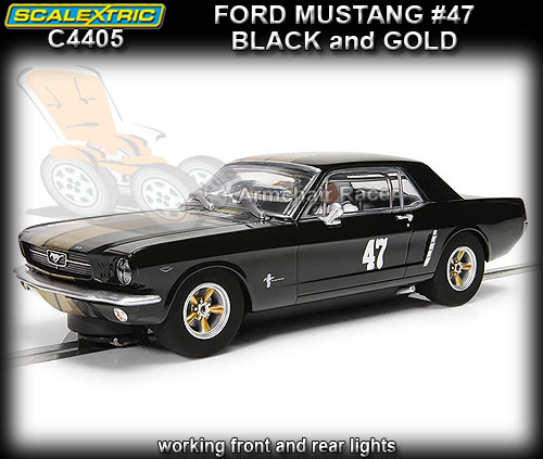 SCALEXTRIC C4405 - Ford Mustang Notchback - Black with Gold #47