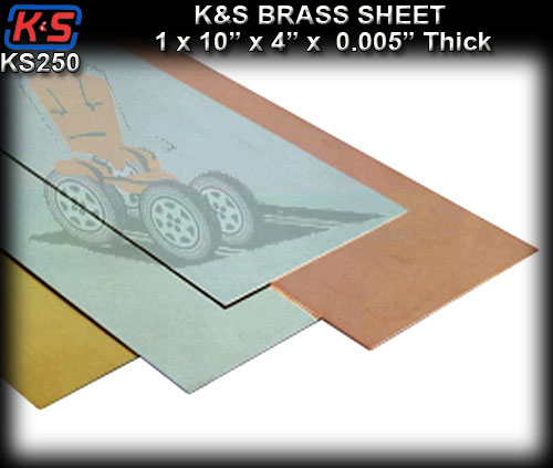 KS250 - K&S Brass Sheet 4" x 10" x 0.005" Thickness