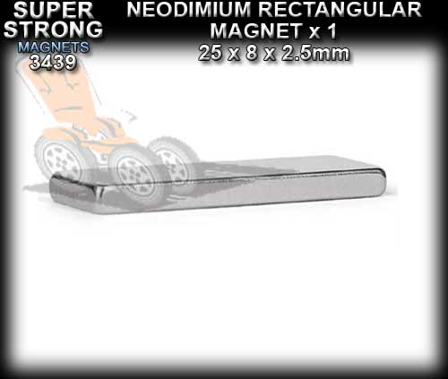 MAGNET 3439 - Rare Earth Magnet - 25 x 8 x 2.5mm