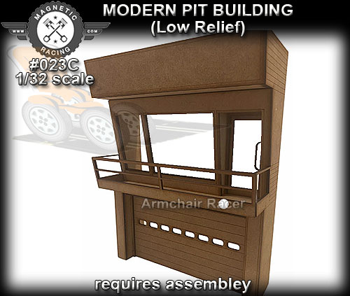 MAGNETIC RACING BUILDING #023C - Modern Pit Building Low Relief