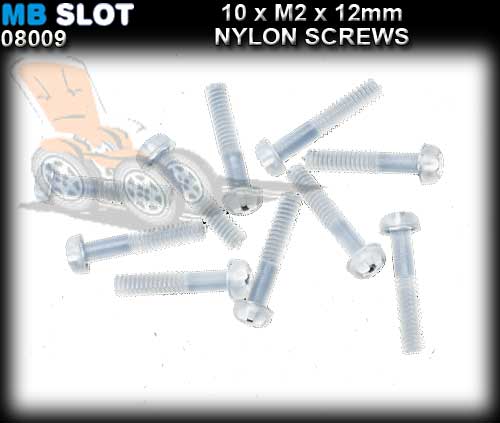 MBSLOT NUTS 08009 - 10 x M2 Nylon Screws x 12 mm