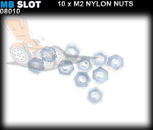 MBSLOT NUTS 08010 - 10 x M2 Nylon Nuts