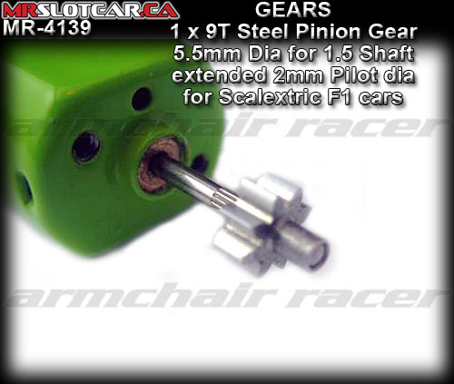 MR SLOTCAR GEARS MR4139 - 9T Steel Pinion Gear 5.5mm diameter