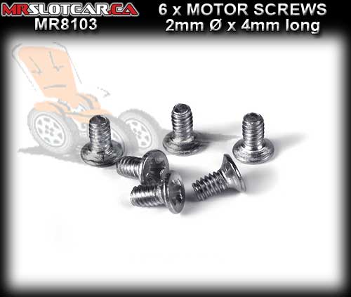 MR SLOTCAR SCREWS MR8103 - 2 x 4mm Motor Screws