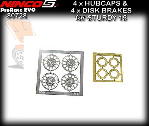 NINCO WHEEL INSERT 80728 - 4 x Hubcaps & Disk brakes Sturdy 15