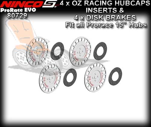 NINCO WHEEL INSERT 80729 - Pro Race 4 x Hubcaps & Disk brakes