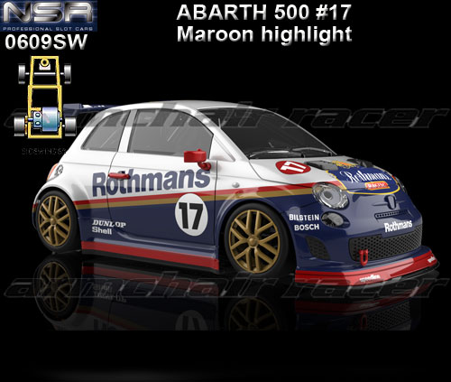 NSR 0609SW - Abarth 500 - Rothmans #17 (maroon highlight)