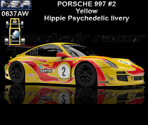 NSR 0637AW - Porsche 997 - Yellow Hippie Psychedelic livery #2