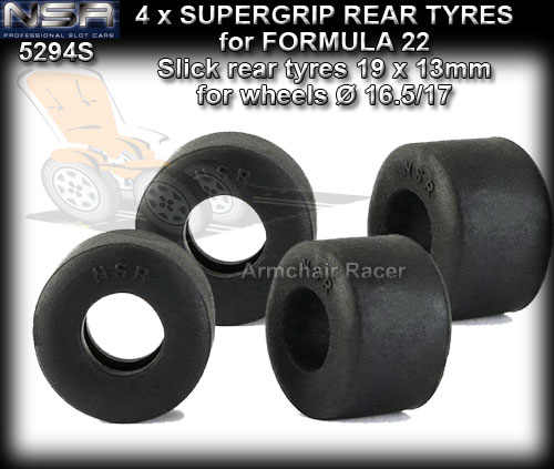NSR TYRES 5294S - Formula 22 Supergrip rear tyres 19 x 13mm