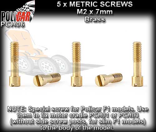 POLICAR SCREWS PCH06 - 5 x Metric Screws M2 x 7 mm