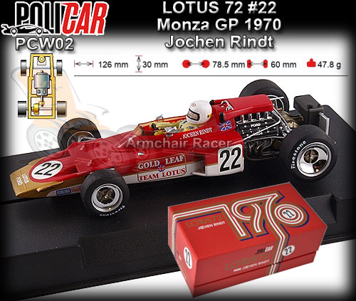 POLICAR PCW02 - Lotus 72 - Monza GP 1970 #22 - Jochen Rindt