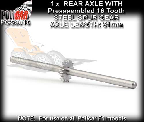 POLICAR GEARS PGS8016 - 16T Steel Spur gear Axle Combo