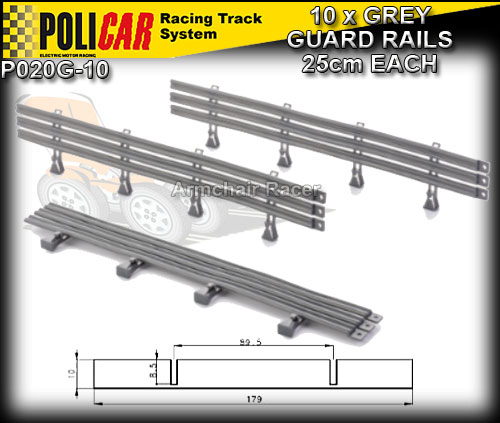 POLICAR TRACK P020G-10 - 10 x Grey Guard Rails