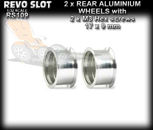 REVO SLOT WHEELS RS109 - 2 x Aluminum Rear wheels 14.6 x 9.2mm