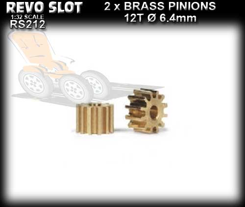 REVO SLOT GEARS RS212 - 12 tooth Brass Pinion Gear 6.4mm
