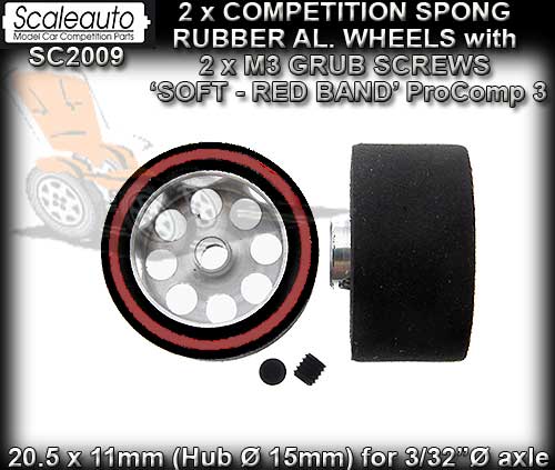 SCALEAUTO WHEELS SC2009 - Aluminium ProComp-3 Sponge Wheel x 2