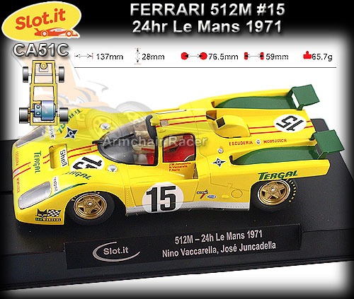 SLOT.IT CA51C - Ferrari 512M - 24hr Le Mans 1971 #15 - Tergal