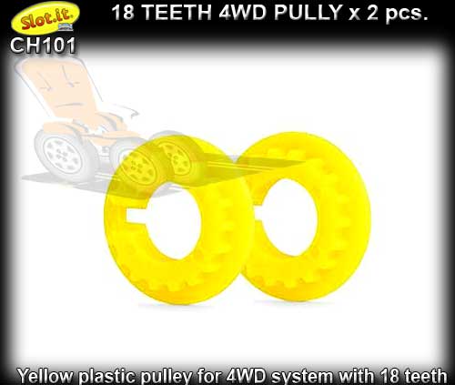 SLOT.IT 4WD PARTS CH101 - 2 x 18 tooth 4WD pulley