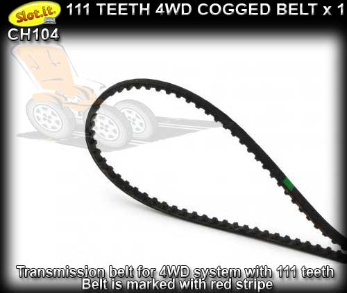 SLOT.IT 4WD PARTS CH104 - 111 teeth 4WD cogged belt
