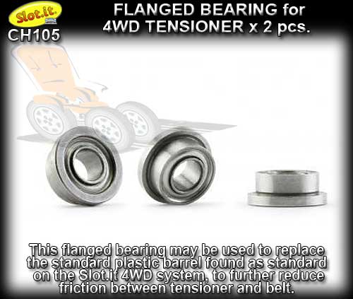 SLOT.IT BEARING CH105 - 2 x flanged bearings for 4WD & Motor Pod