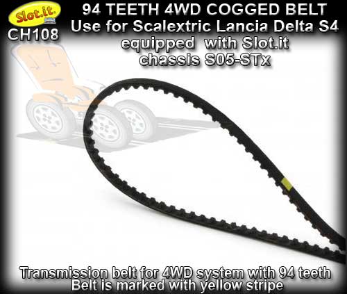 SLOT.IT 4WD PARTS CH108 - 94 teeth 4WD cogged belt