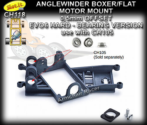 SLOT.IT MOTOR MOUNT CH118 - Anglewinder EVO 6 Motor Mount 0.5mm