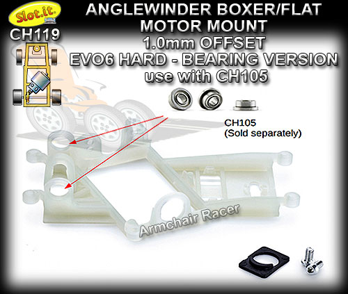 SLOT.IT MOTOR MOUNT CH119B - Anglewinder EVO 6 Motor Mount 1.0mm