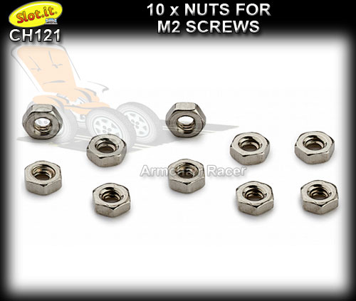 SLOT.IT SCREWS CH121 - set of hexagonal nuts for M2 screws x 10