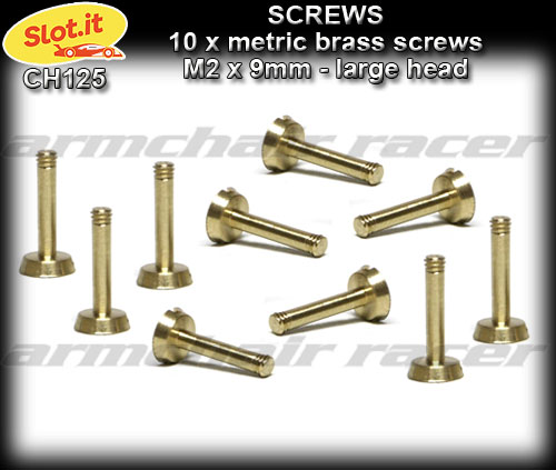 SLOT.IT SCREWS CH125 - Brass Screws M2 x 9mm Large Head