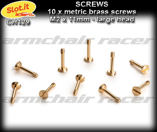 SLOT.IT SCREWS CH129 - Brass Screws M2 x 11mm Large Head