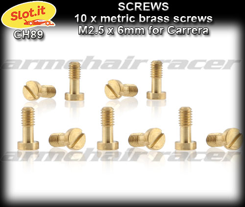 SLOT.IT SCREWS CH89 - Brass Screws M2.5 x 6mm for Carrera