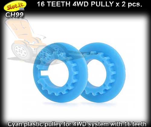 SLOT.IT 4WD PARTS CH99 - 2 x 16 tooth 4WD pulley