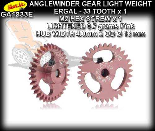 SLOT.IT GEARS GA1833E - 33T Anglewinder Spur 0.7gr - Ergal