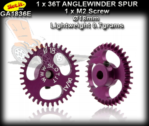 SLOT.IT GEARS GA1836E - 36T Anglewinder Spur 0.7gr - Ergal