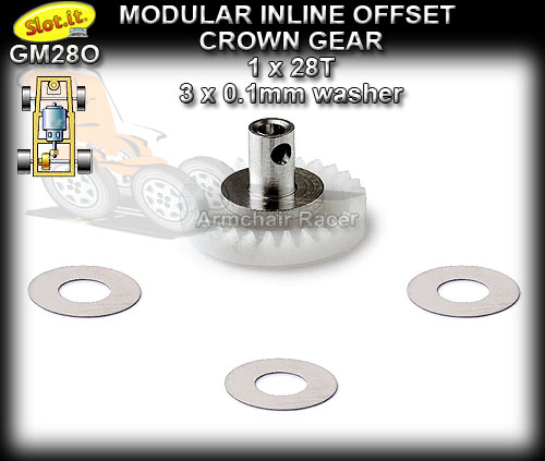 SLOT.IT GEARS GM28O - Modular Inline Offset crown - 28 teeth