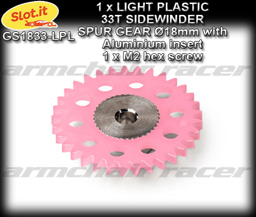 SLOT.IT GEARS GS1833-LPL - Plastic 33T Sidewinder spur 18mm