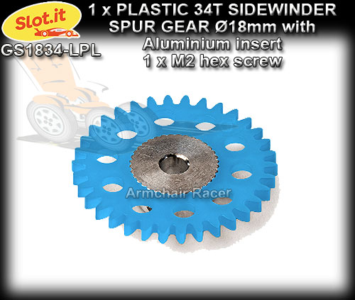 SLOT.IT GEARS GS1834-LPL - Plastic 34T Sidewinder spur 18mm