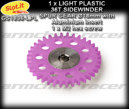 SLOT.IT GEARS GS1836-LPL - Plastic 36T Sidewinder spur 18mm