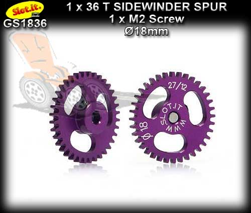 SLOT.IT GEARS GS1836 - 36T Ultralight Ergal Sidewinder Spur 18mm