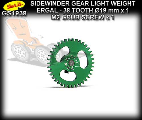 SLOT.IT GEARS GS1938 - 38T Ultralight Ergal Sidewinder spur 19mm
