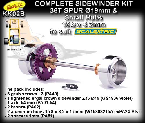 SLOT.IT AXLE STARTER KIT KK02B - Sidewinder 19t - short hub