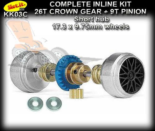 SLOT.IT AXLE STARTER KIT KK03C - Inline 26T Crown 17.3x9.75 Hub