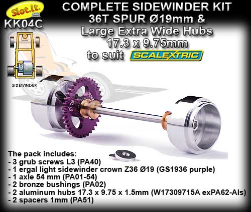 SLOT.IT AXLE STARTER KIT KK04C - 19mm O Sidewinder - Large Hubs