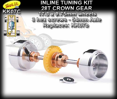 SLOT.IT AXLE STARTER KIT KK07C - Inline 28 tooth with large hub