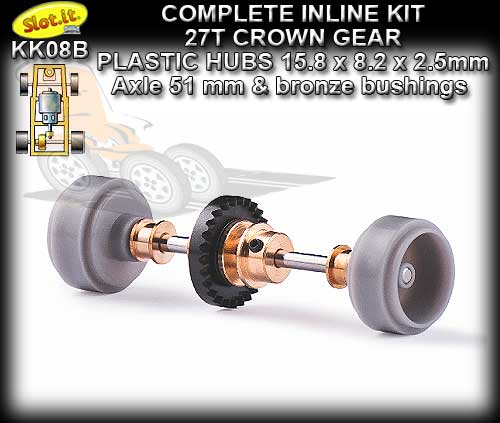 SLOT.IT AXLE STARTER KIT KK08B - Inline 27T - Plastic Small Hubs